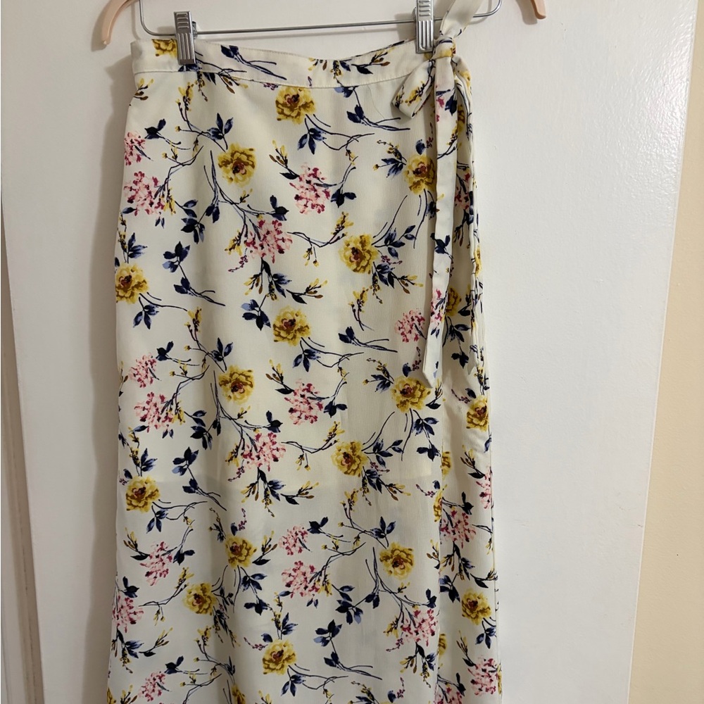 Ten Sixty Sherman Yellow and Cream Floral A-Line Skirt
